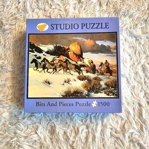 Bits and Pieces Puzzle 1500 Piece Winter Raid Native American Horse Art‎